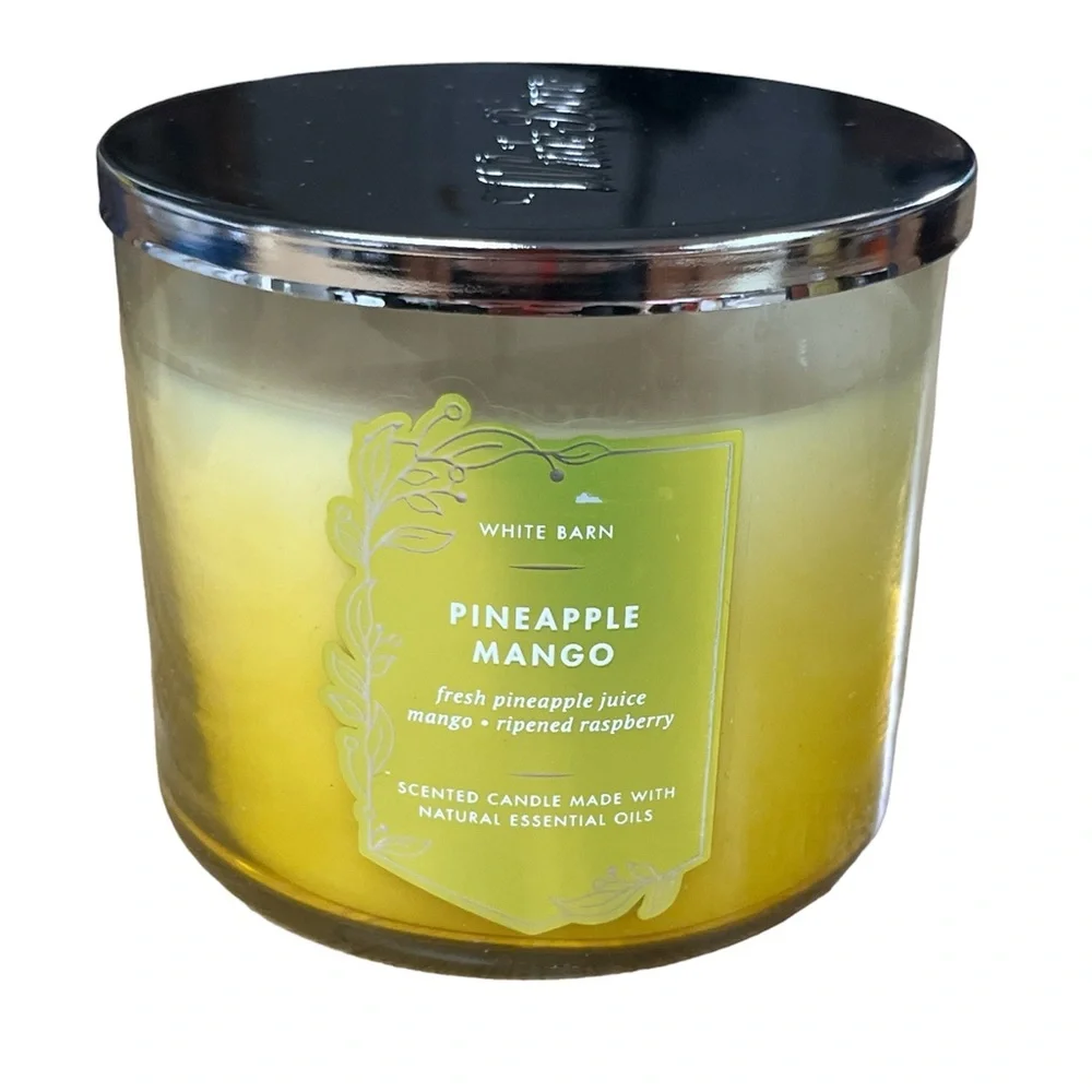 Bath & Body Works White Barn Pineapple Mango 3-Wick Candle